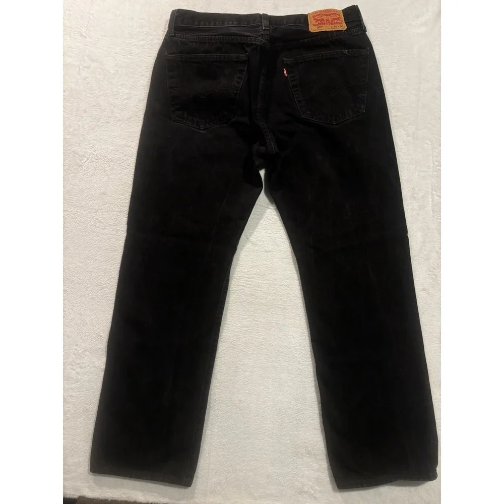 Levis 501 Jeans Mens *34x28 Black Denim Pants‎ Straight Leg Button Fly